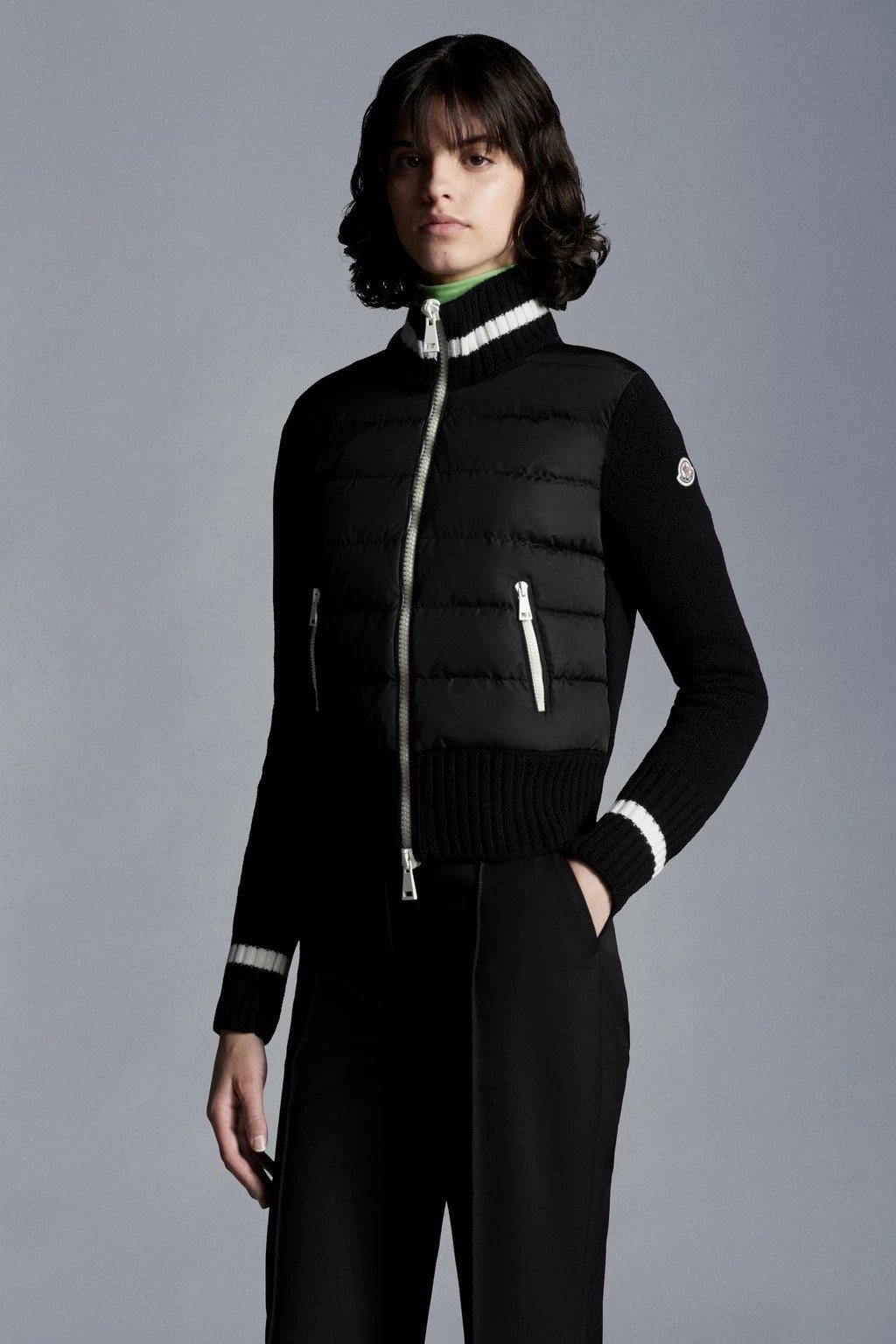 Moncler Women's Knit-Sleeve Puffer Jacket