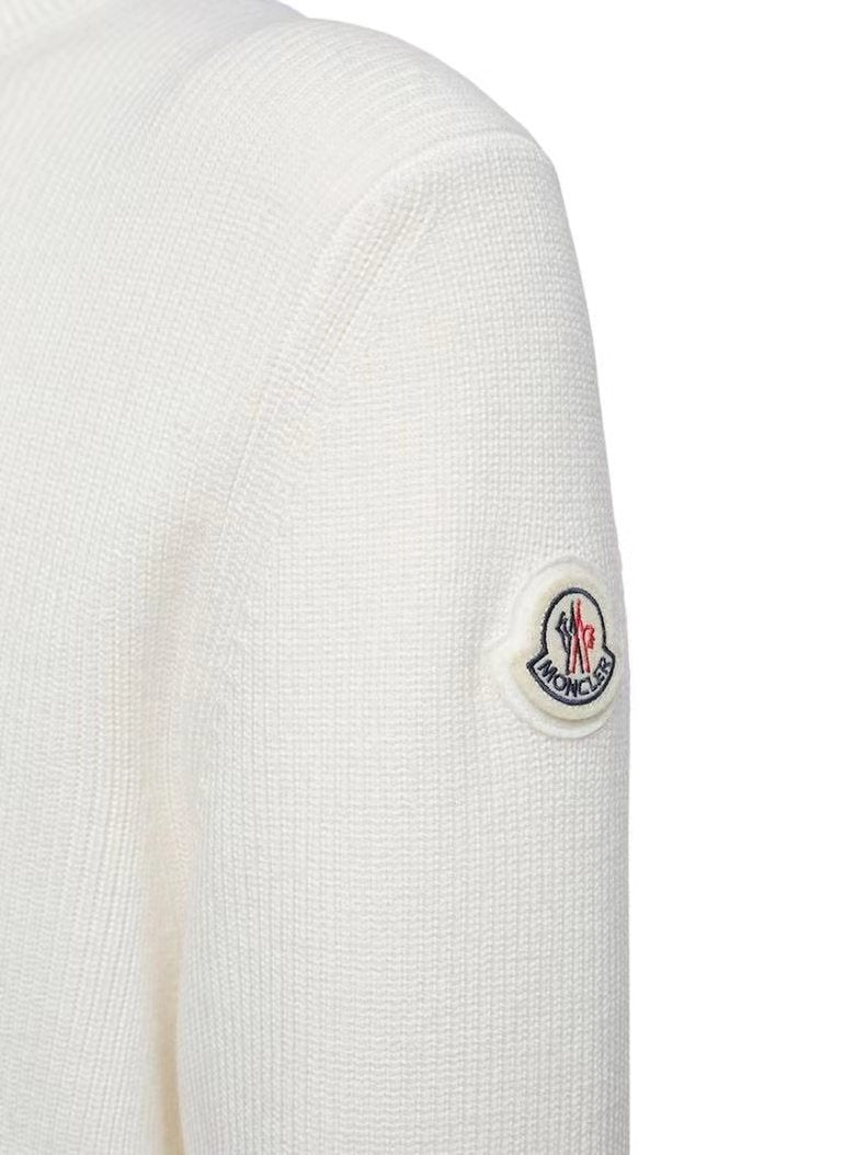 Moncler Rib-Knit Striped Collar Quarter-Zip Sweater