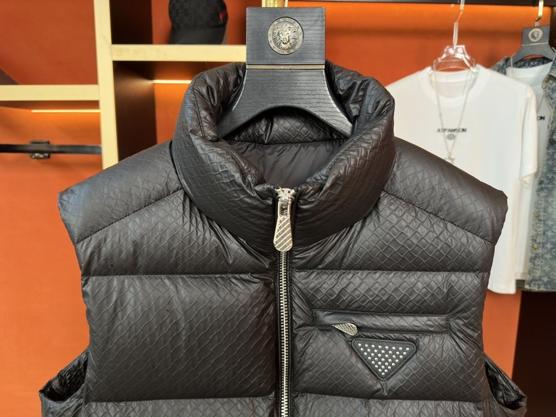 Prada Quilted Zip-Front Down Vest