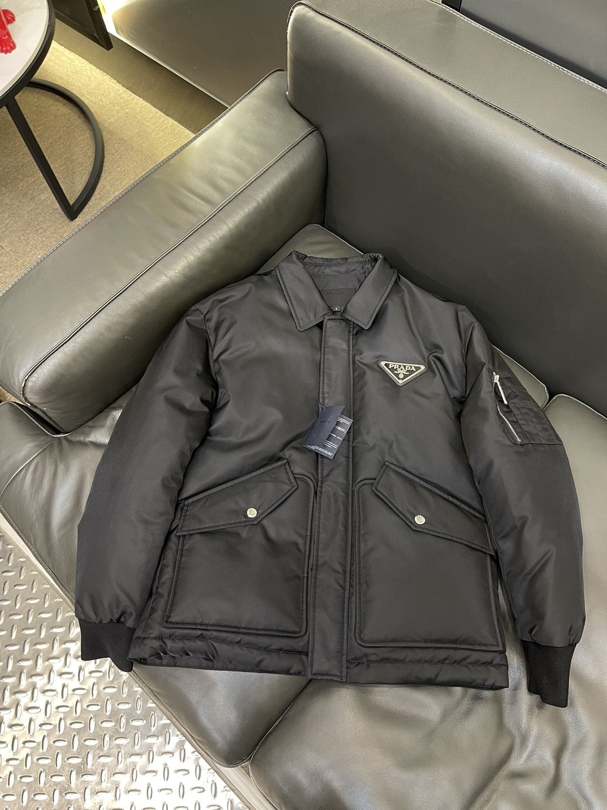 Prada Black Padded Zip-Front Puffer Jacket