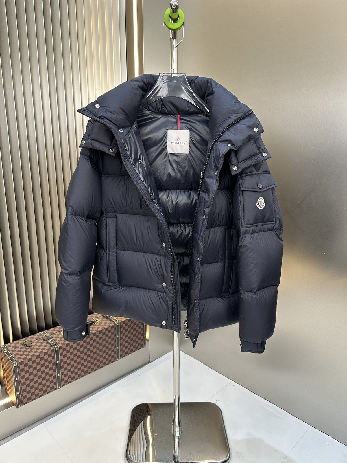 Moncler Black Hooded Quilted Puffer Coat
