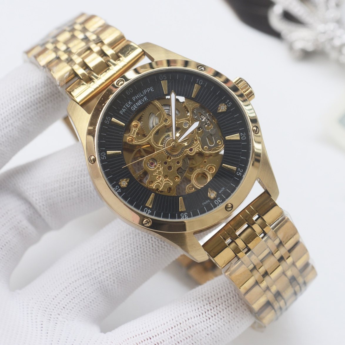 PATEK PHILIPPE Gold Black Bracelet Watch
