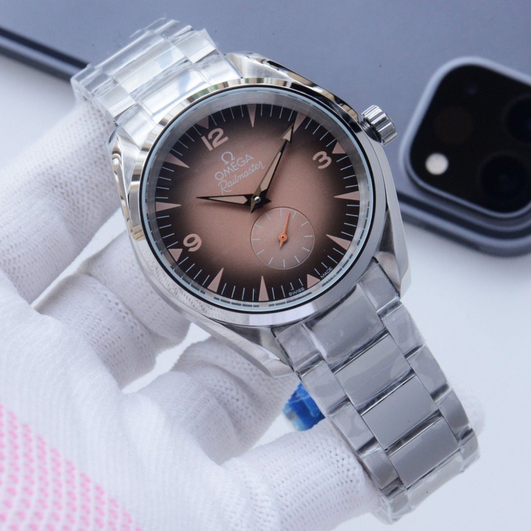 OMEGA Brown Silver Bracelet Watch