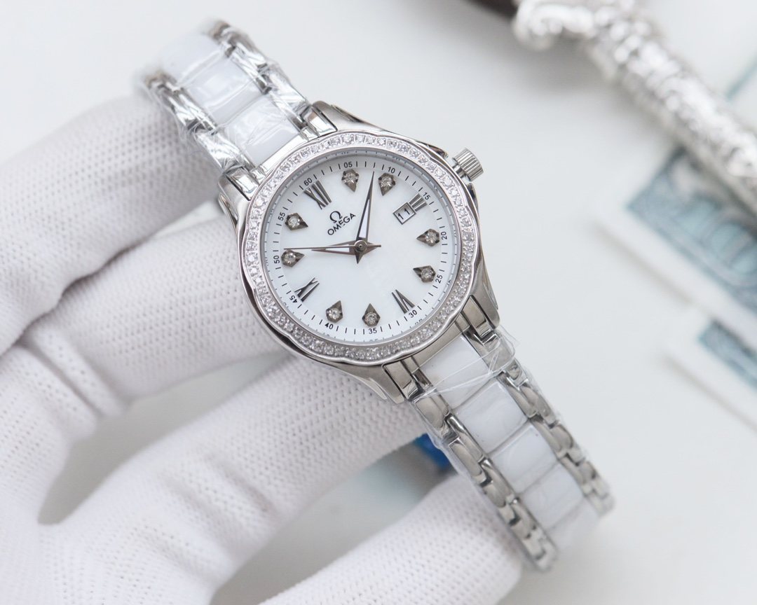 OMEGA Silver White Dial Watch