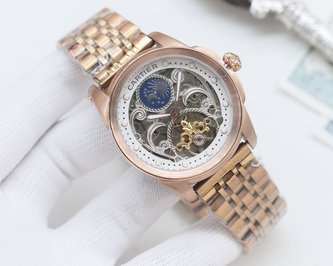 Cartier Rose Gold Silver Bracelet Watch
