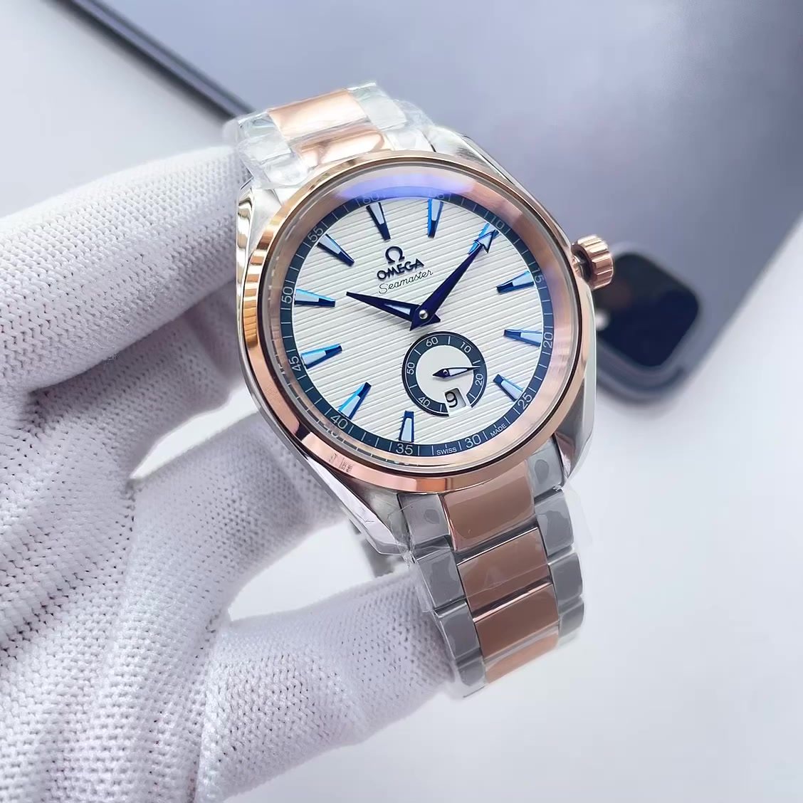 Omega White Dial Two-Tone Watch