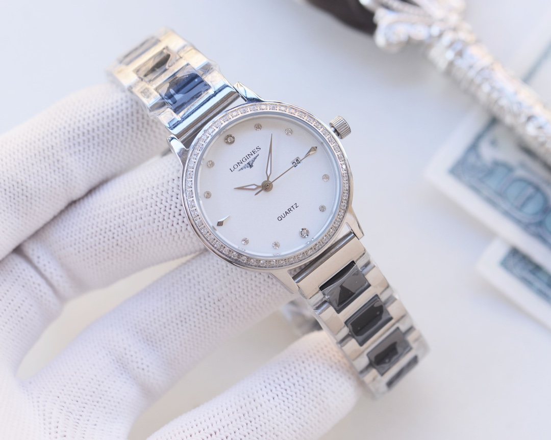 Longines Rose Gold White Dial Bracelet Watch