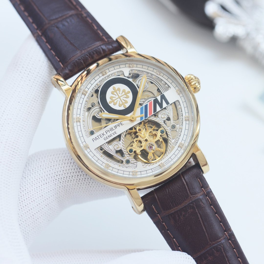Patek Philippe Gold Brown Strap Watch
