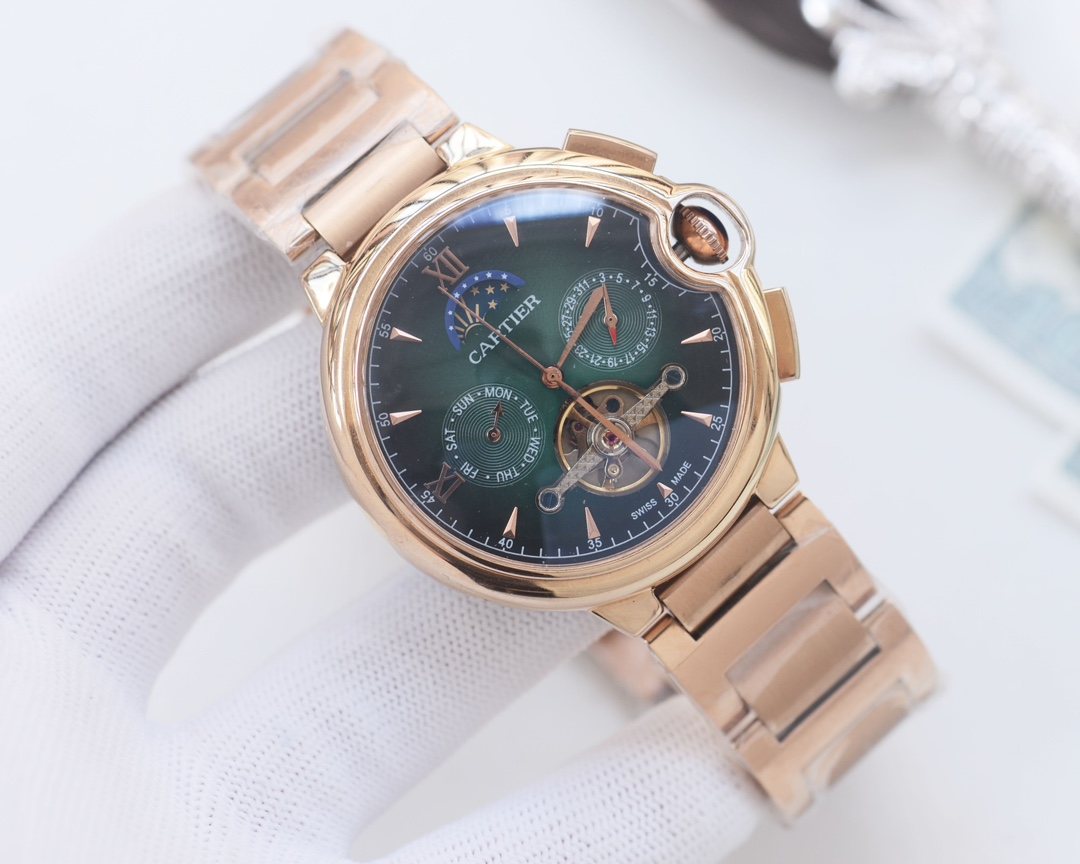 CARTIER Rose Gold Green Dial Bracelet Watch