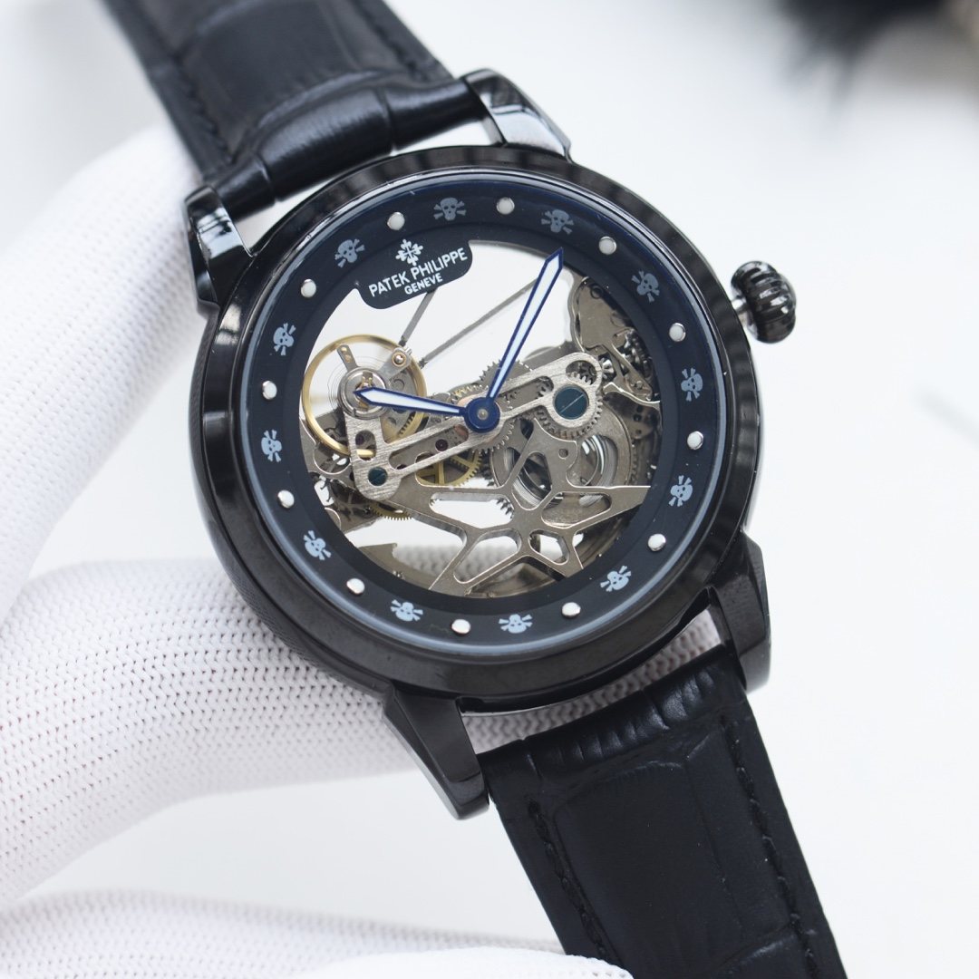 Patek Philippe Black Leather Strap Watch