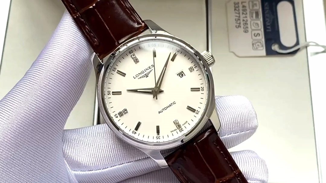 Longines White Dial Brown Leather Watch