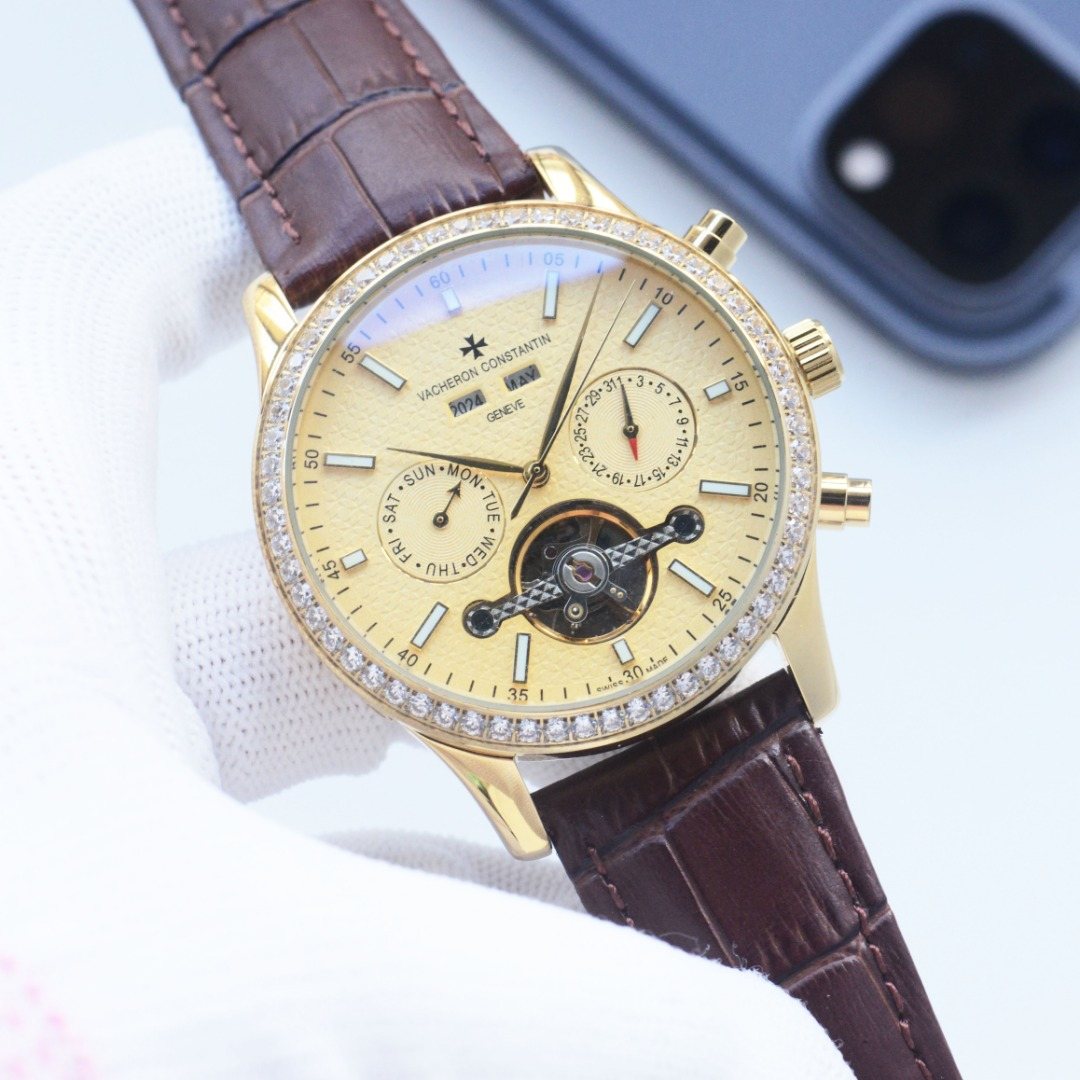Vacheron Constantin Brown Gold Strap Watch