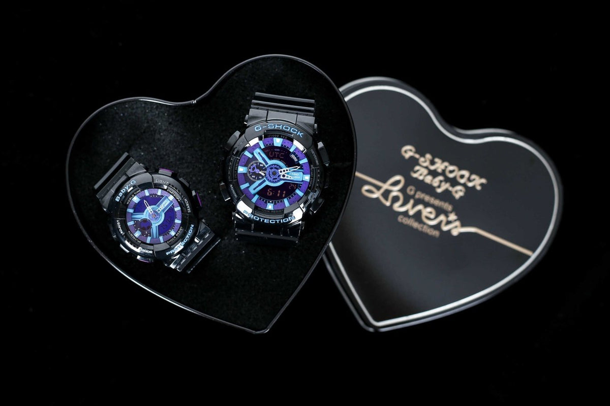 Casio Black Blue Dial Couple Watch Set