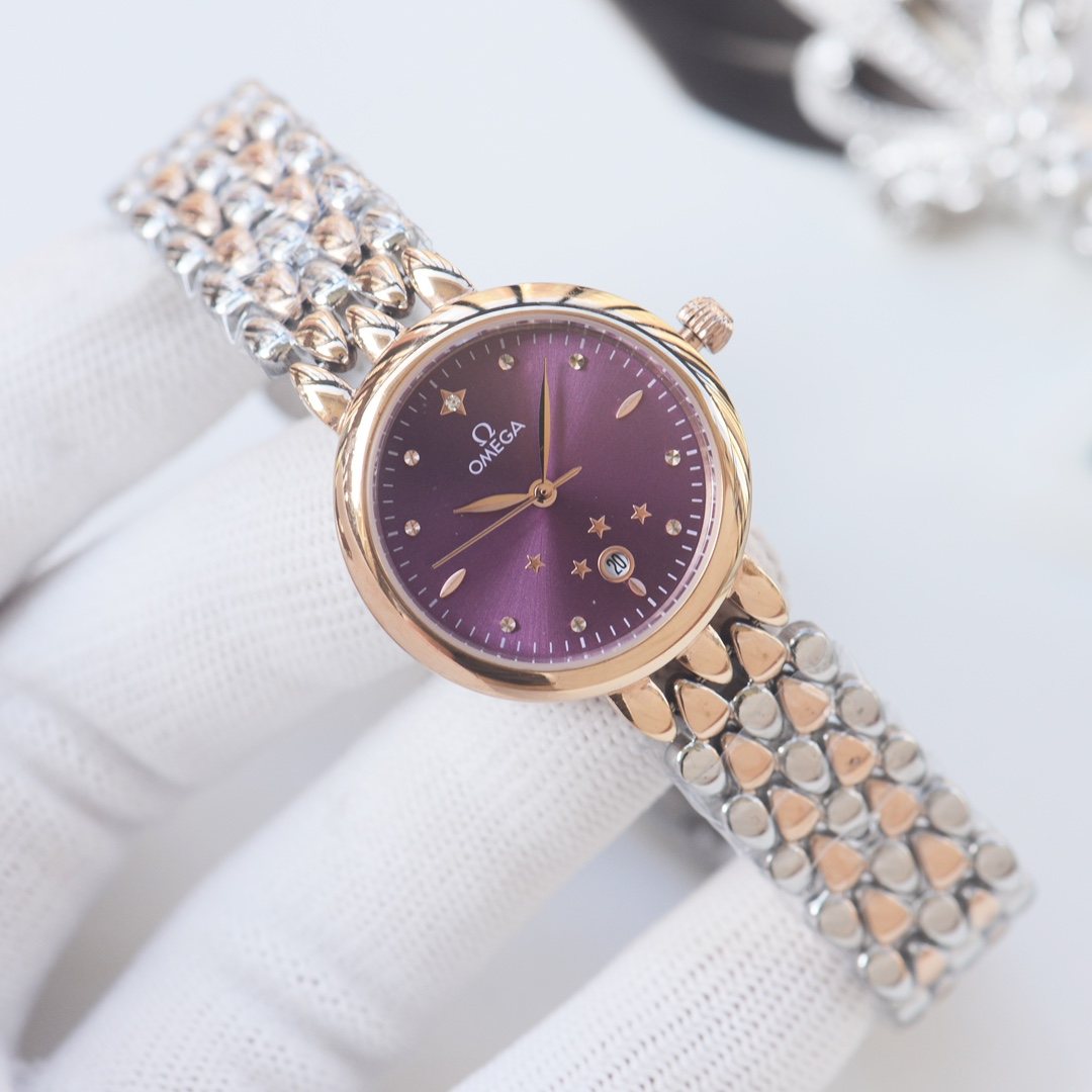 OMEGA Rose Gold Silver Bracelet Watch