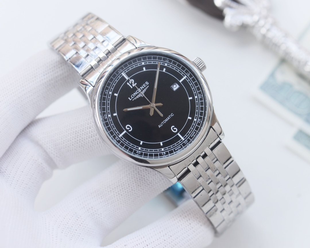 LONGINES Silver Black Dial Bracelet Watch