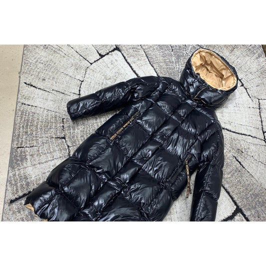 Moncler Reversible Black Beige Long Puffer Coat