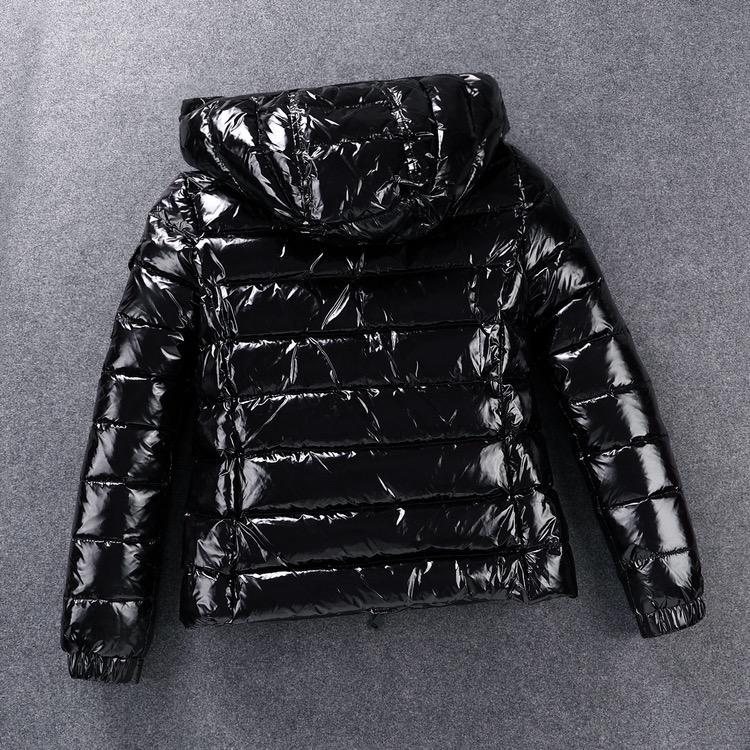 Moncler Black Glossy Hooded Puffer Coat