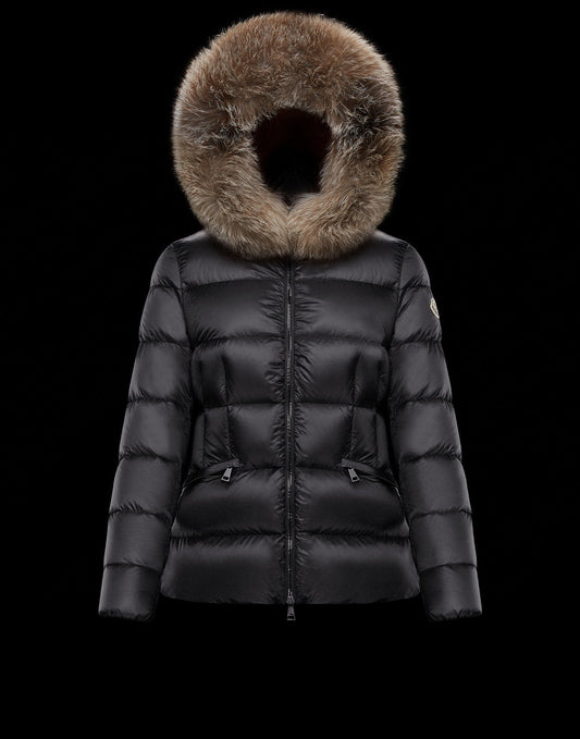 Moncler Fur-Trim Belted Puffer Coat