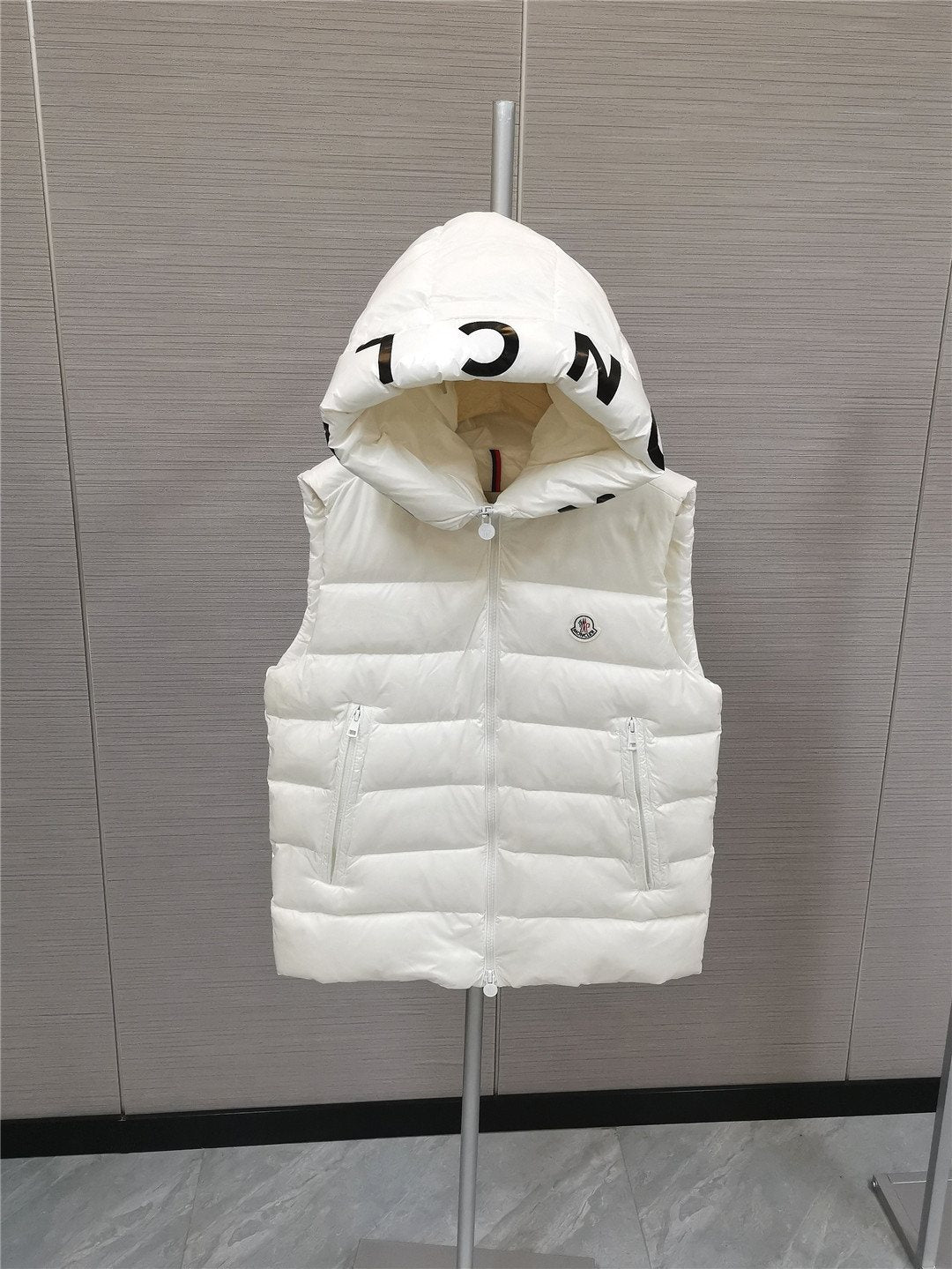 Moncler Lettered Hood Trim Quilted Vest