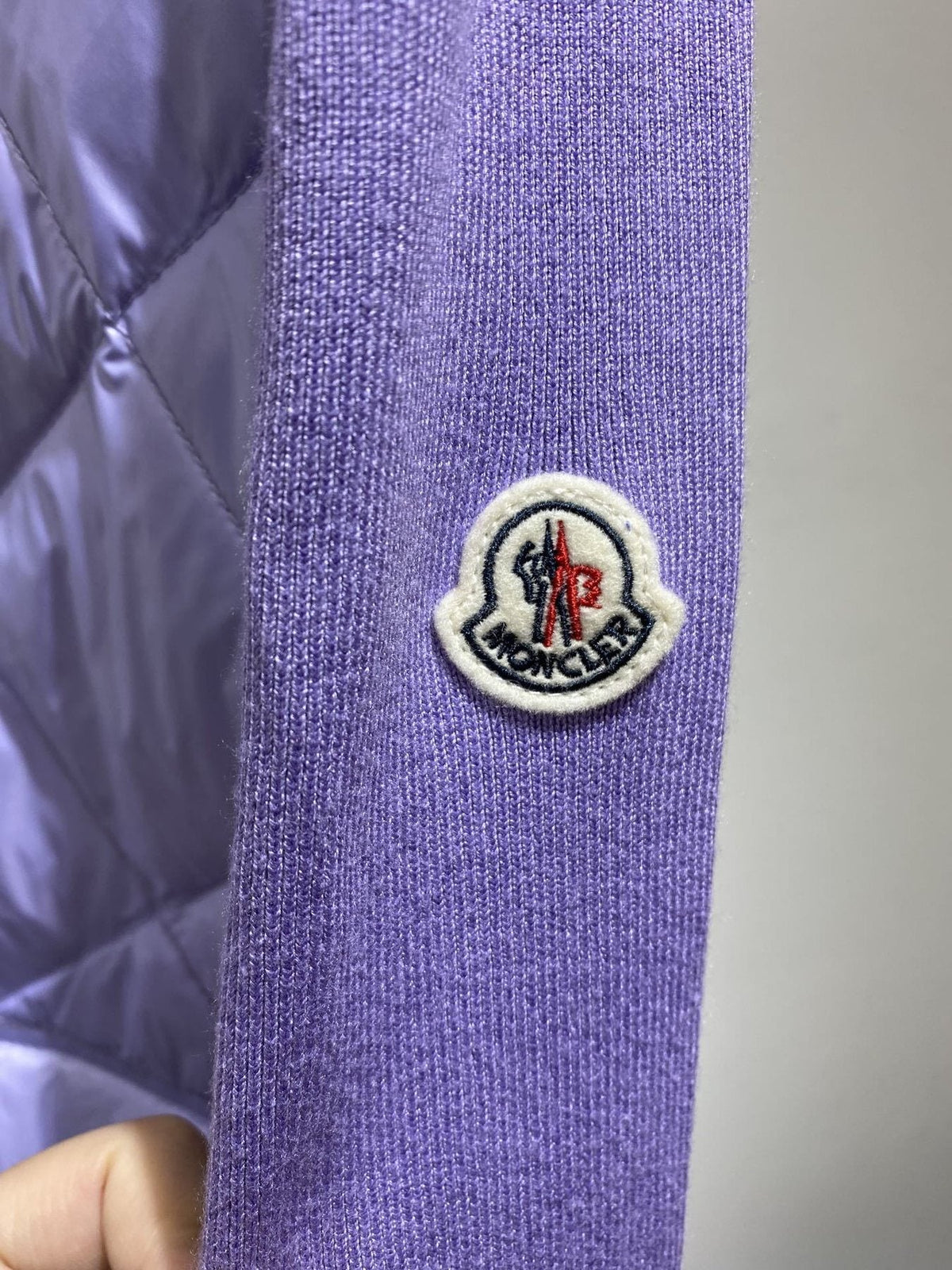 Moncler Diamond-Quilted Knit Sleeve Jacket