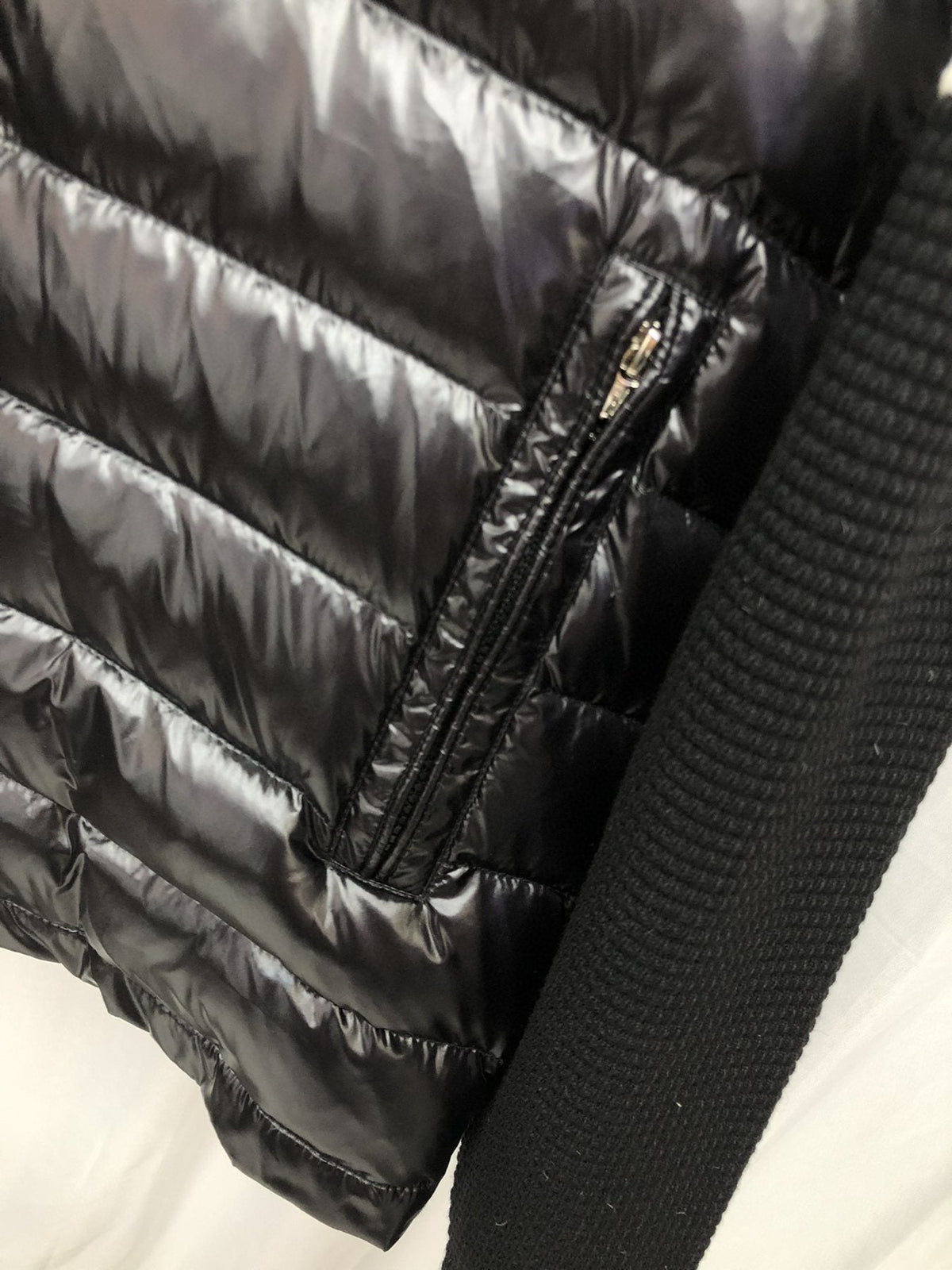 Moncler Knit-Sleeve Quilted Down Jacket