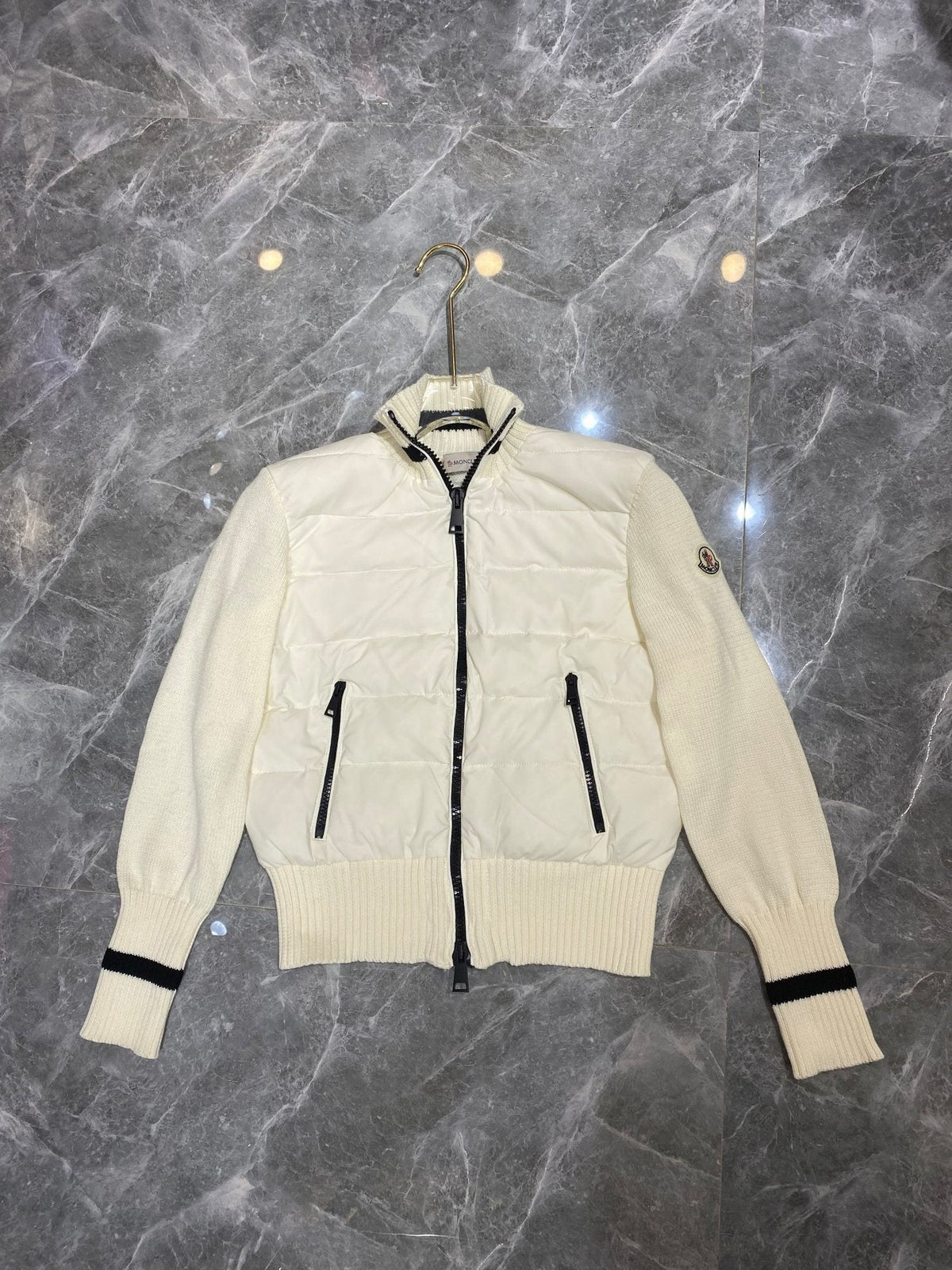 Moncler Women's Knit-Sleeve Puffer Jacket