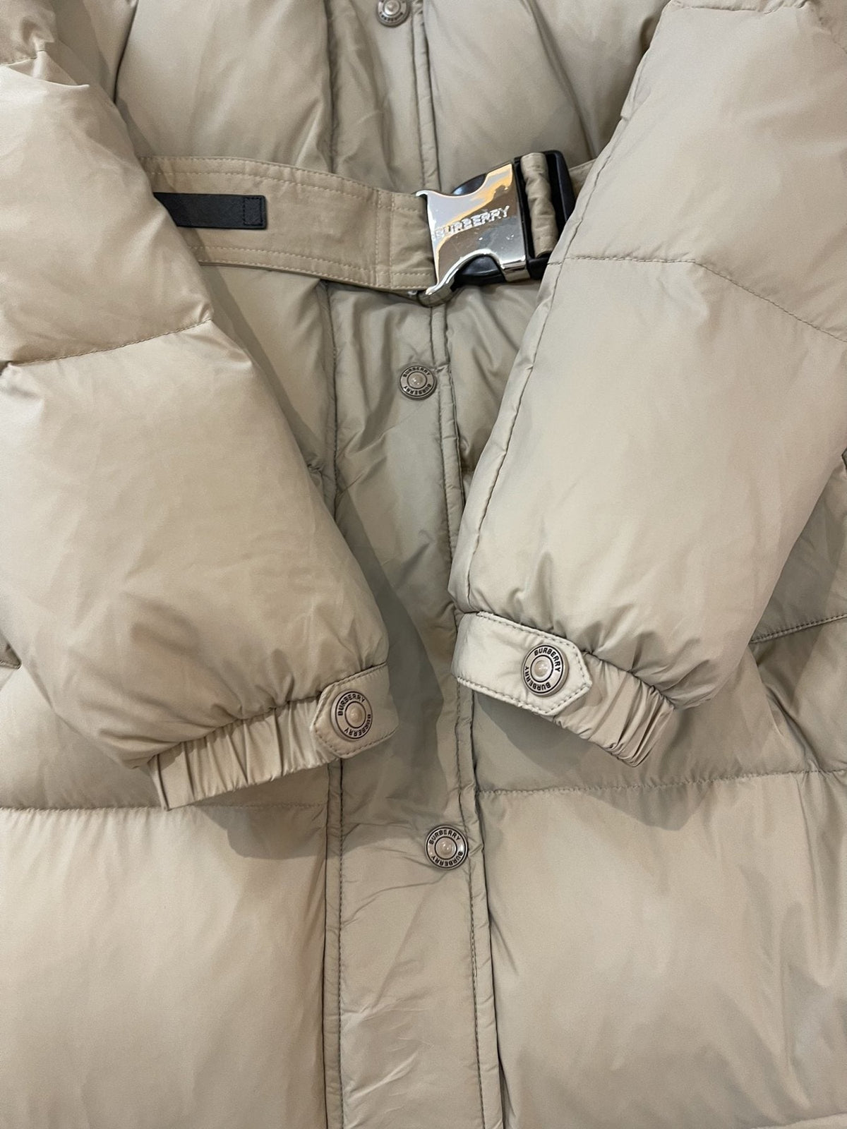 Burberry Long Belted Down Jacket