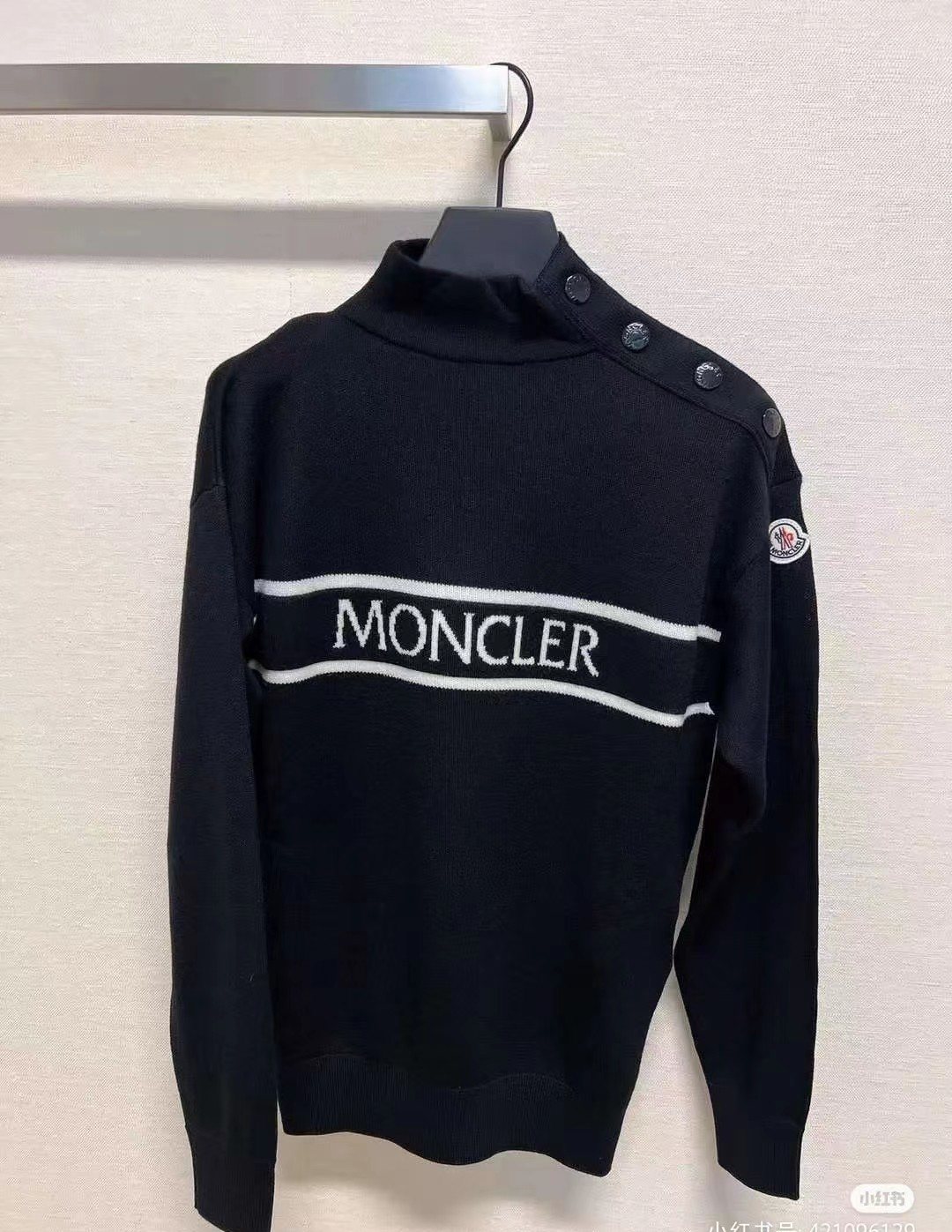Moncler Women's Mock-Neck Button-Shoulder Knit Sweater