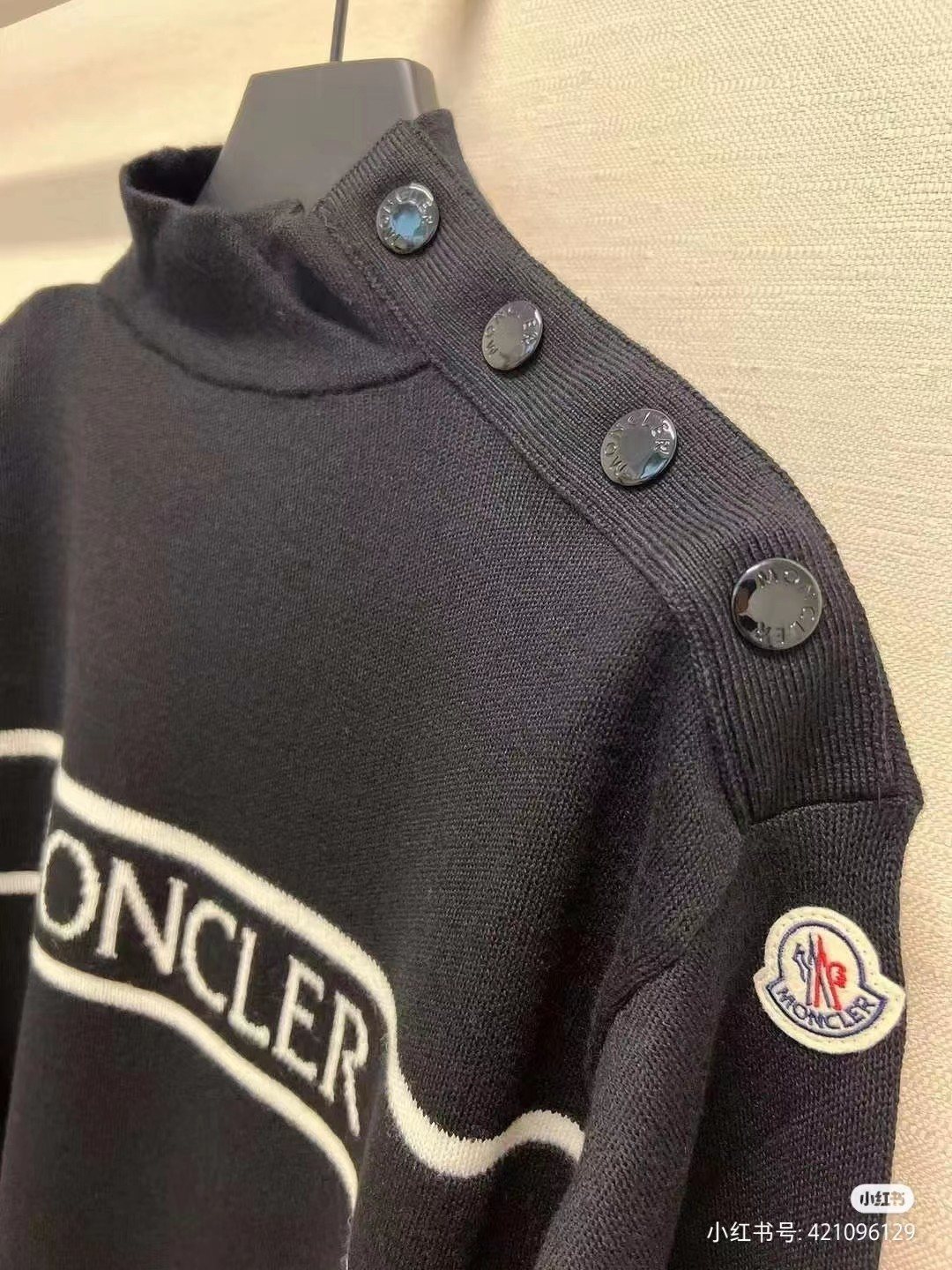 Moncler Women's Mock-Neck Button-Shoulder Knit Sweater