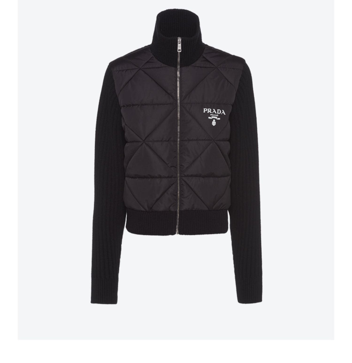 Prada Quilted Knit-Sleeve Jacket