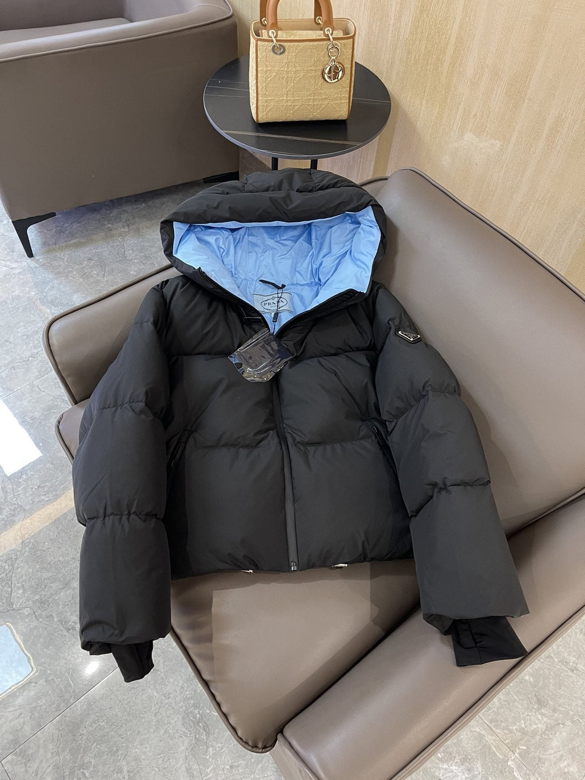 Prada Hooded Short Down Jacket