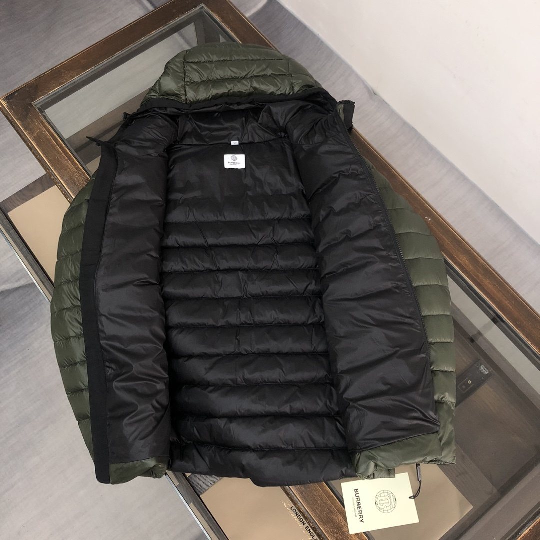Burberry Contrast Panel Hooded Puffer Jacket