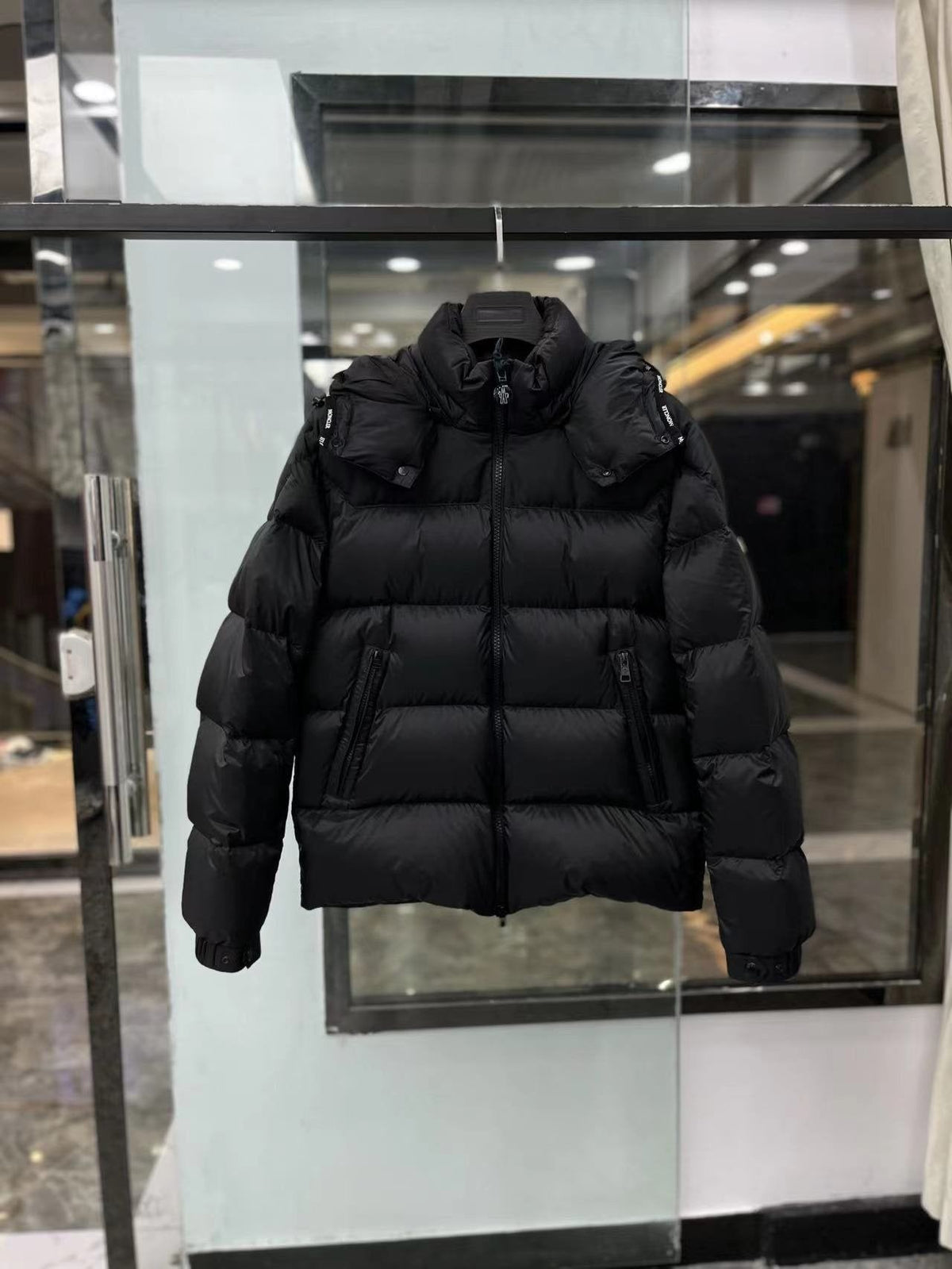 Moncler Black Detachable Hood Quilted Short Down Coat