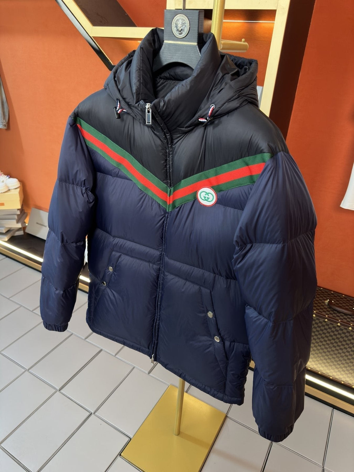GUCCI Hooded Web Stripe Puffer Jacket