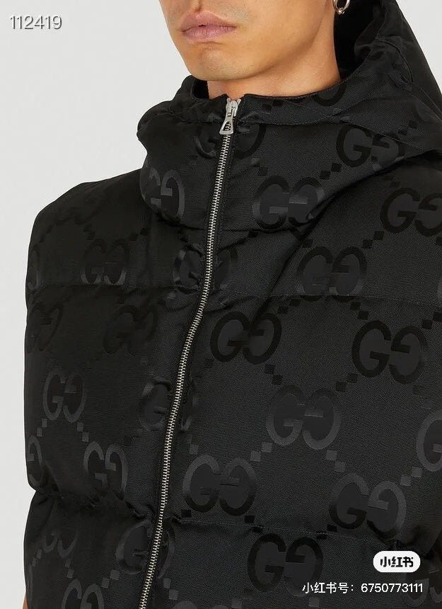 Gucci Black Tonal Monogram Down Vest