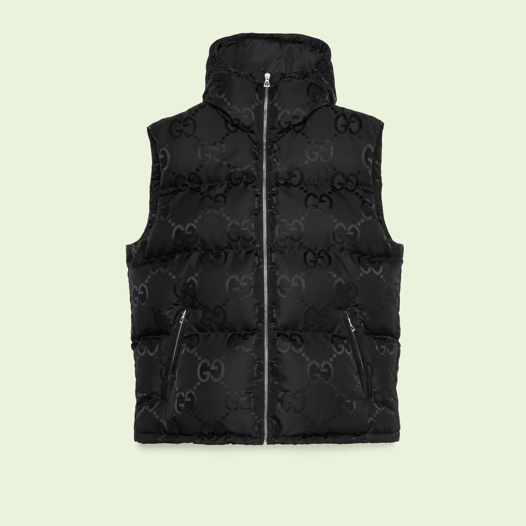 Gucci Black Tonal Monogram Down Vest