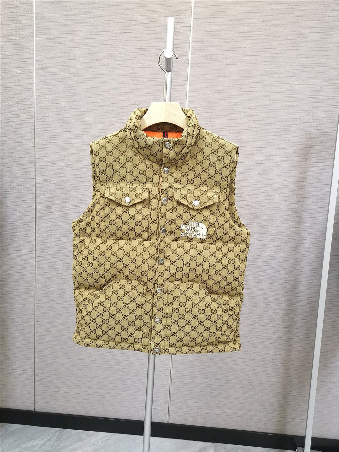 GUCCI Brown Monogram Hooded Down Vest