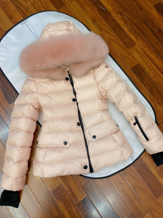 Moncler Fur-Trim Hood Puffer Coat
