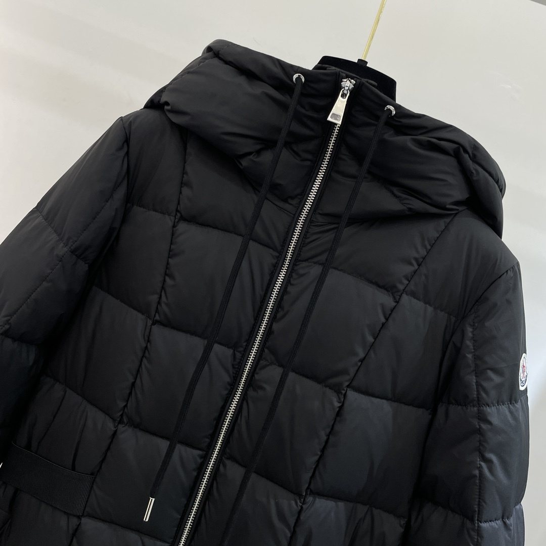 Moncler Women's Black Long Hooded Quilted Puffer Coat