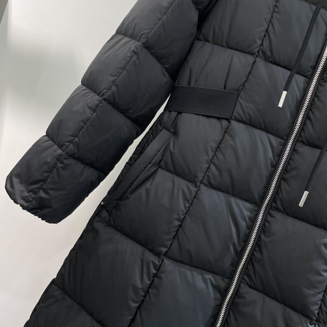 Moncler Women's Black Long Hooded Quilted Puffer Coat