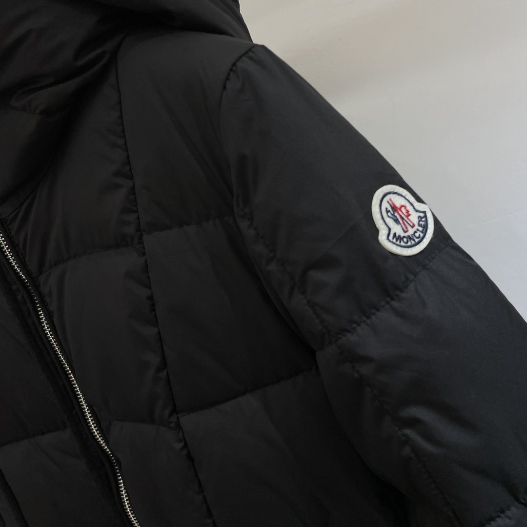 Moncler Women's Black Long Hooded Quilted Puffer Coat