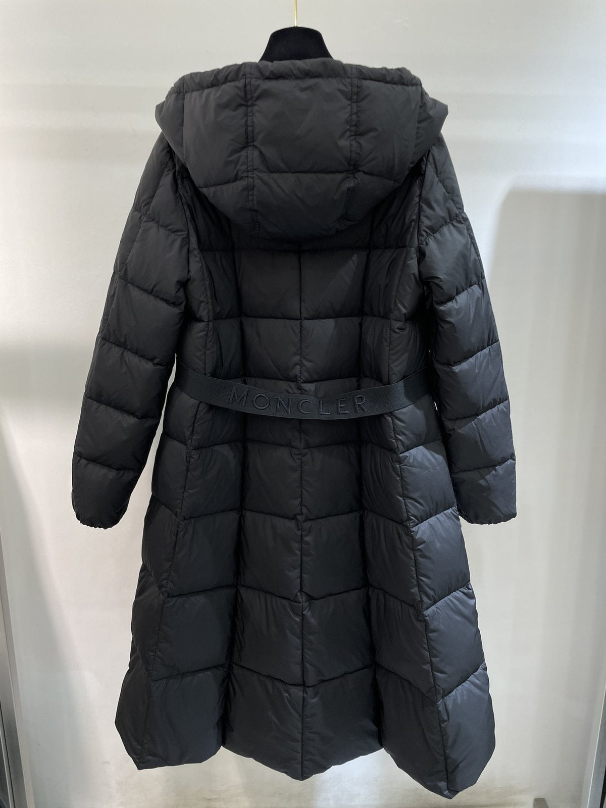 Moncler Women's Black Long Hooded Quilted Puffer Coat