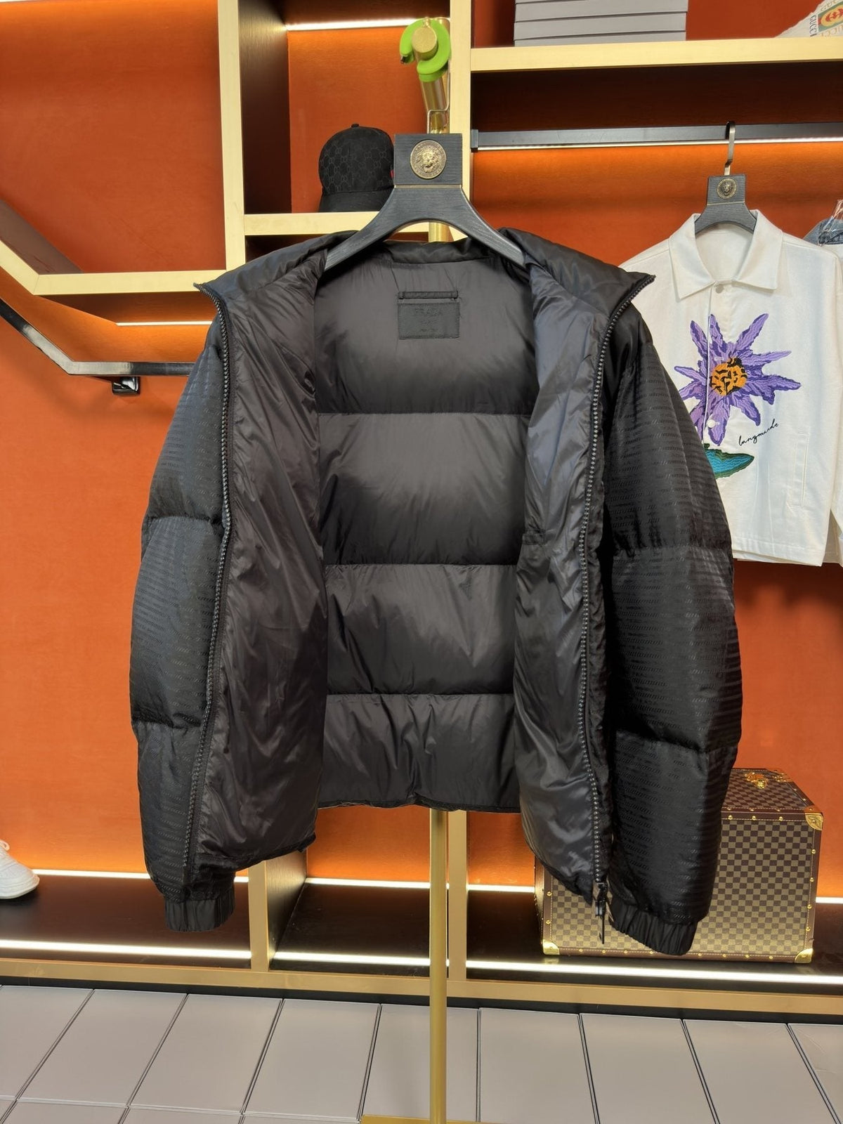 Prada Black Tonal Panel Puffer Jacket