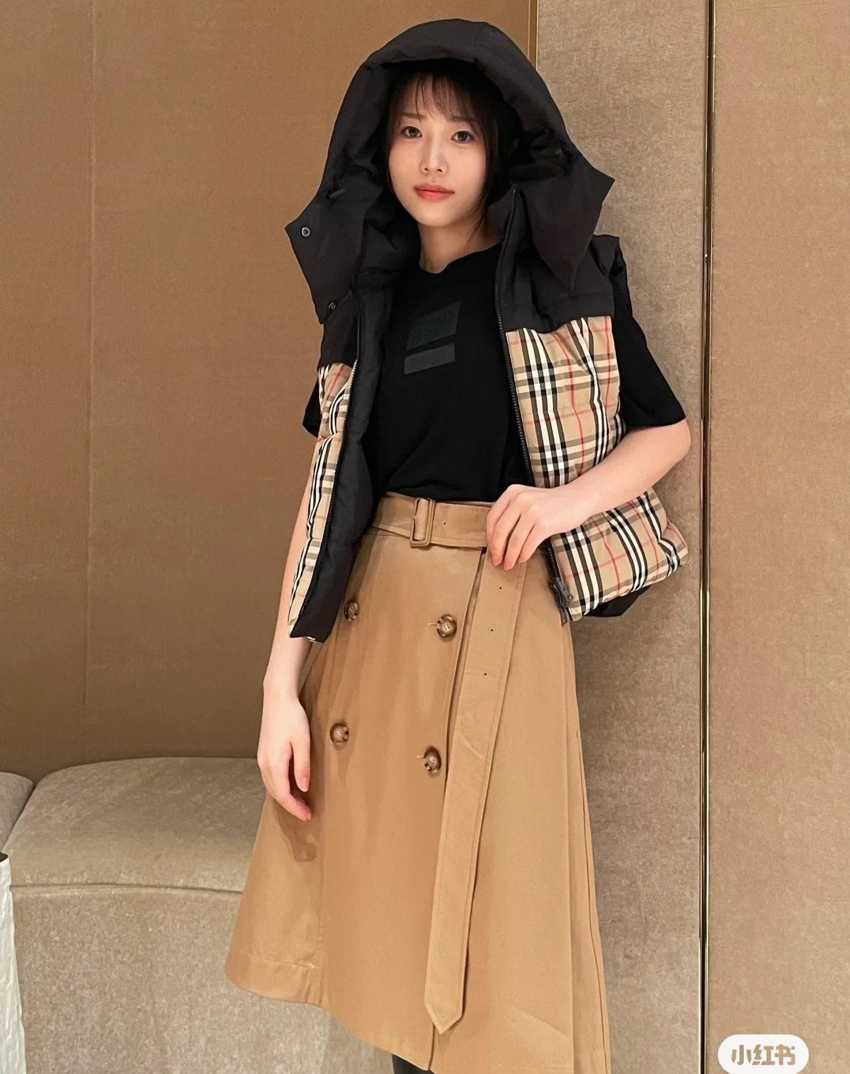 Burberry Reversible Check Hooded Down Vest