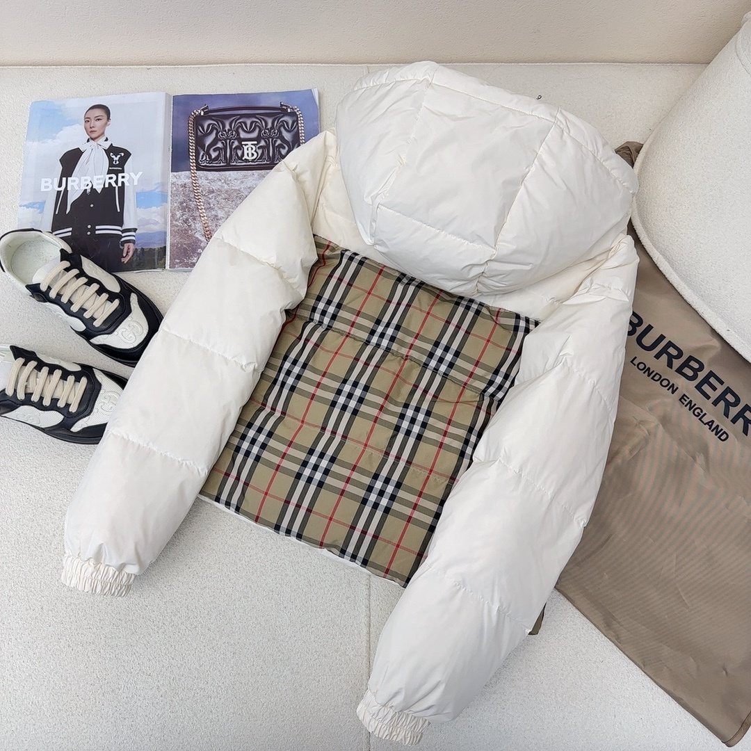 Burberry Checked-Panel Hooded Puffer Jacket