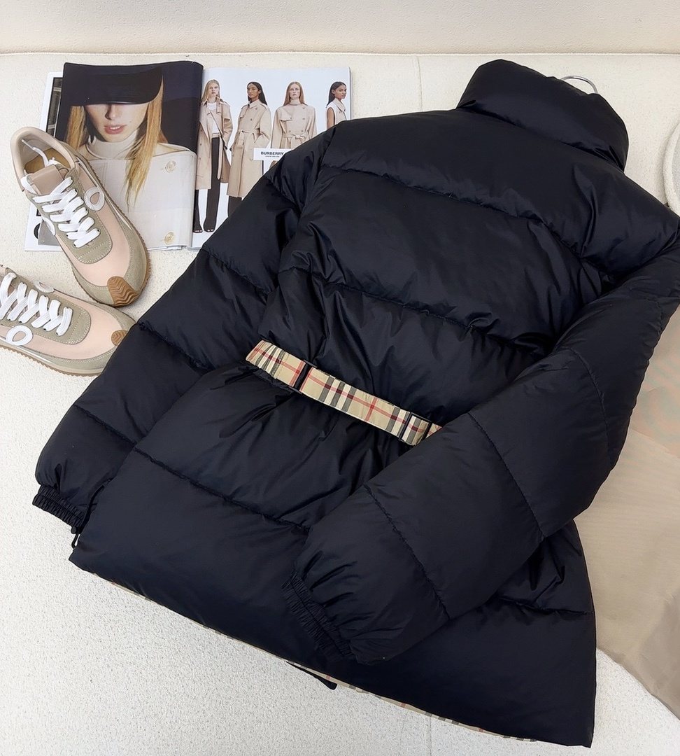 Burberry Reversible Black / Beige Check Puffer Jacket