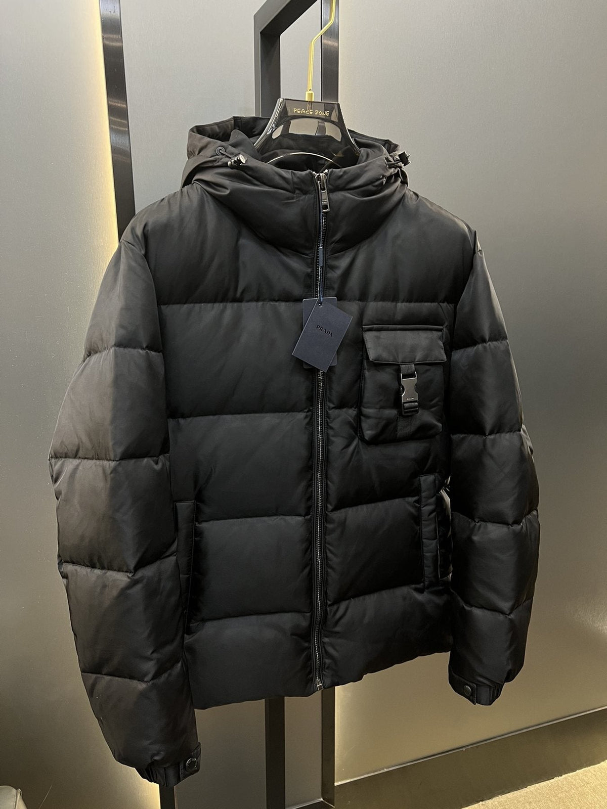 Prada Black Hooded Quilted Puffer Jacket
