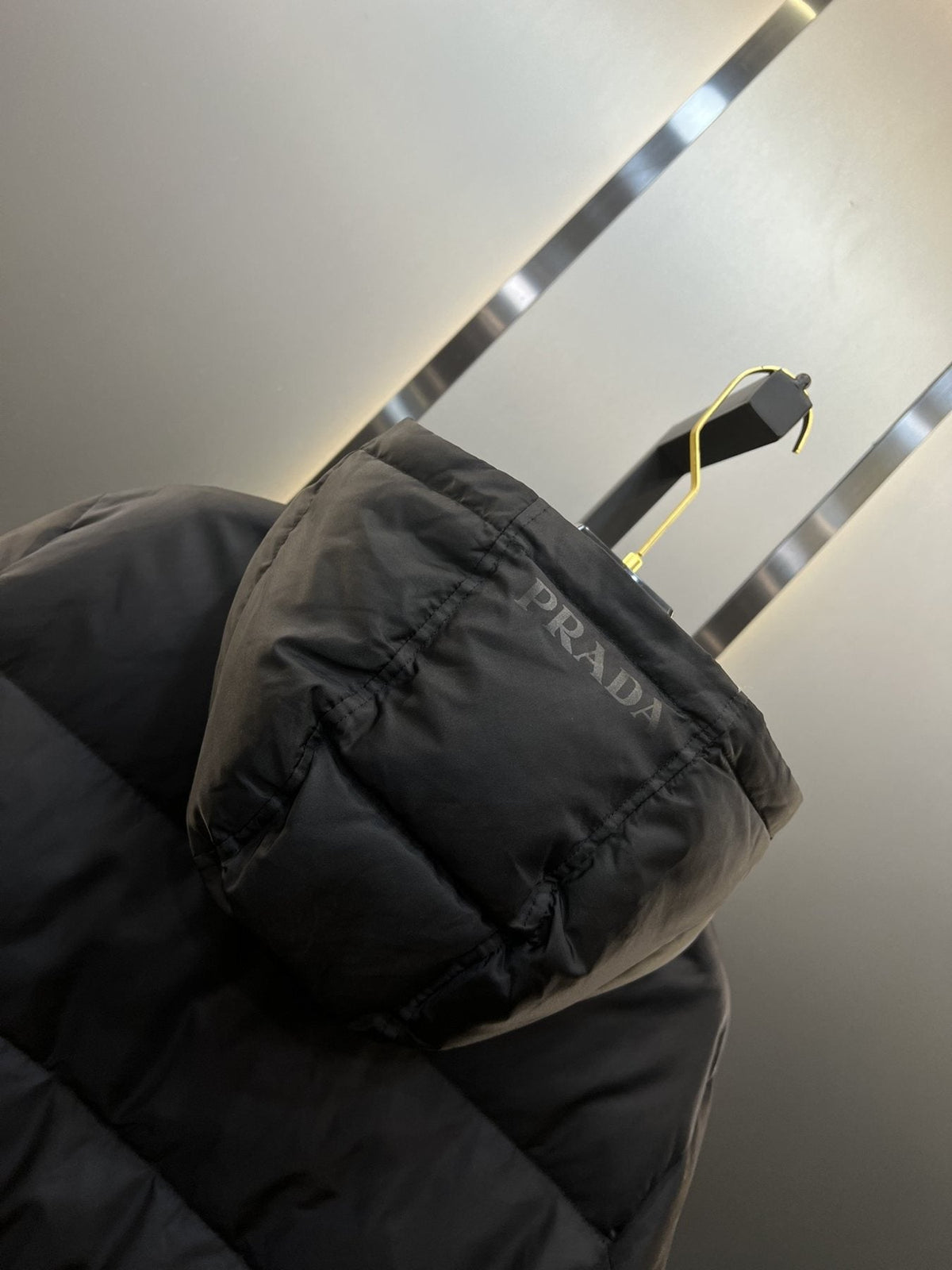 Prada Black Hooded Quilted Puffer Jacket