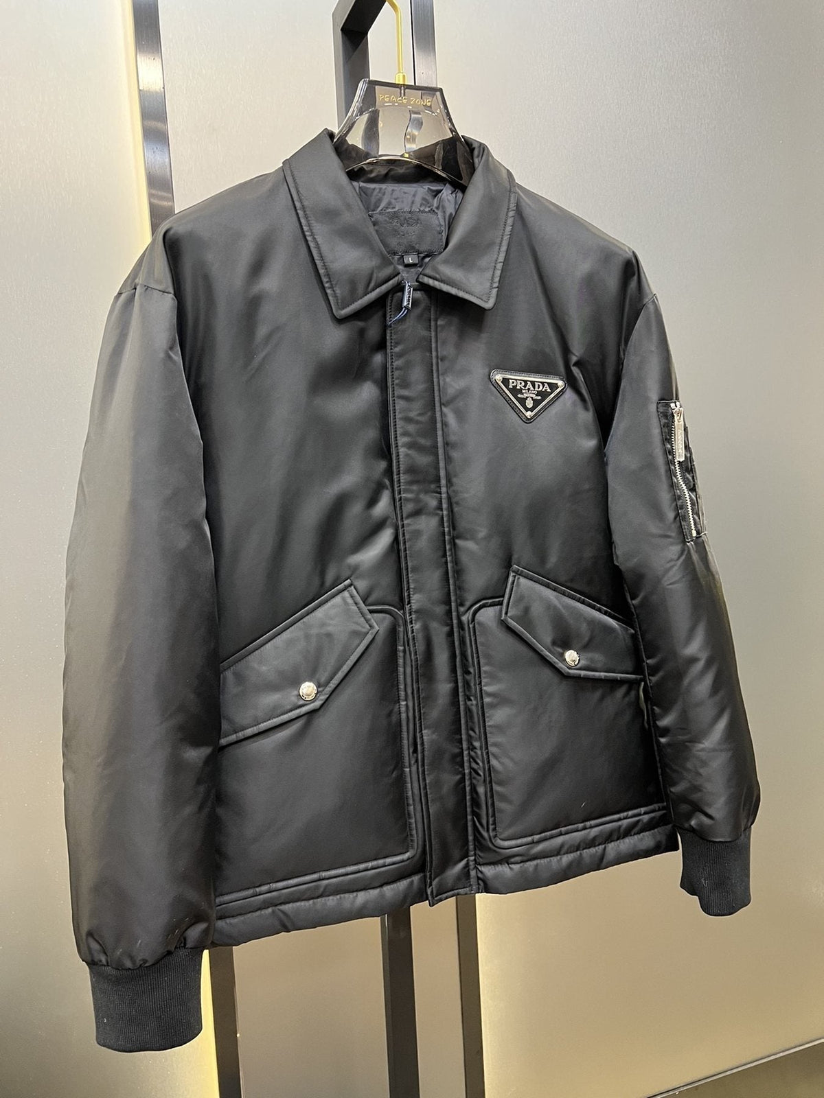 Prada Black Padded Zip-Front Puffer Jacket