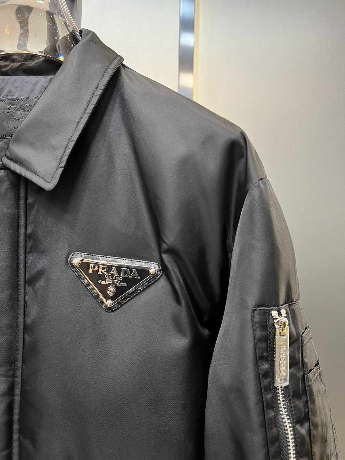 Prada Black Padded Zip-Front Puffer Jacket